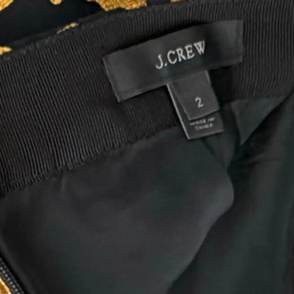 J.Crew Women’s 2 Mini Skirt Elephant Parade Origami Black Gold - Picture 4 of 8